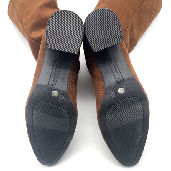 NWB Liz Claiborne 'LC RIGSBEE' Brown Faux Suede Zip Mid Calf Block Heel Boots 8M - Picture 13 of 16